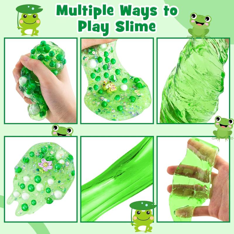 Frog Clear SlimeKit for kids Ages 8-12 with 8 Packs Slime Add-Ins Non Stick Slime with Clay, Birthday Halloween Christmas Easter Gifts thanksgiving