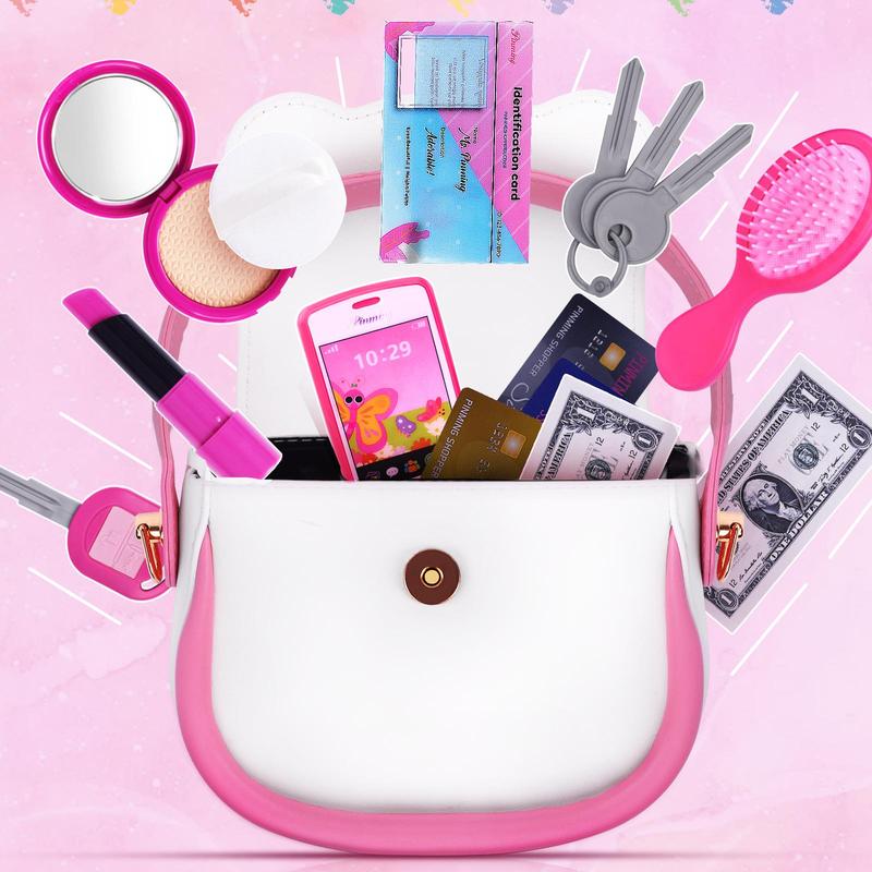 Purse Pretend Play Makeup Toy Set, Pretend Play Makeup Set, Simulated Paper Currency, Mock ID Slot, Pretend Phone, Fidget Toys, Pretend Play Sets for Christmas Gifts, My First Addiction Toys, Christmas Gift