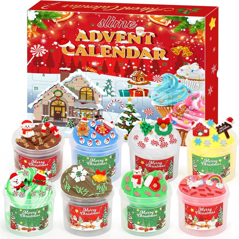 Christmas thanksgiving gift for kids Slime Advent Calendar 2024 for Kids - 24 Days of Surprises with Slime Kit and Accessories