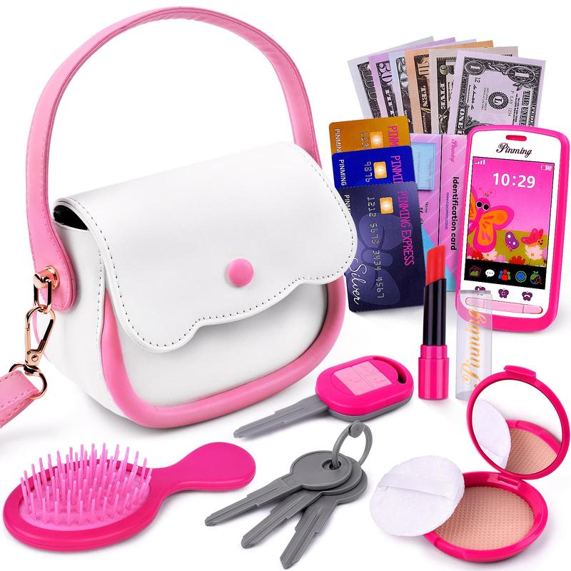 Purse Pretend Play Makeup Toy Set, Pretend Play Makeup Set, Simulated Paper Currency, Mock ID Slot, Pretend Phone, Fidget Toys, Pretend Play Sets for Christmas Gifts, My First Addiction Toys, Christmas Gift