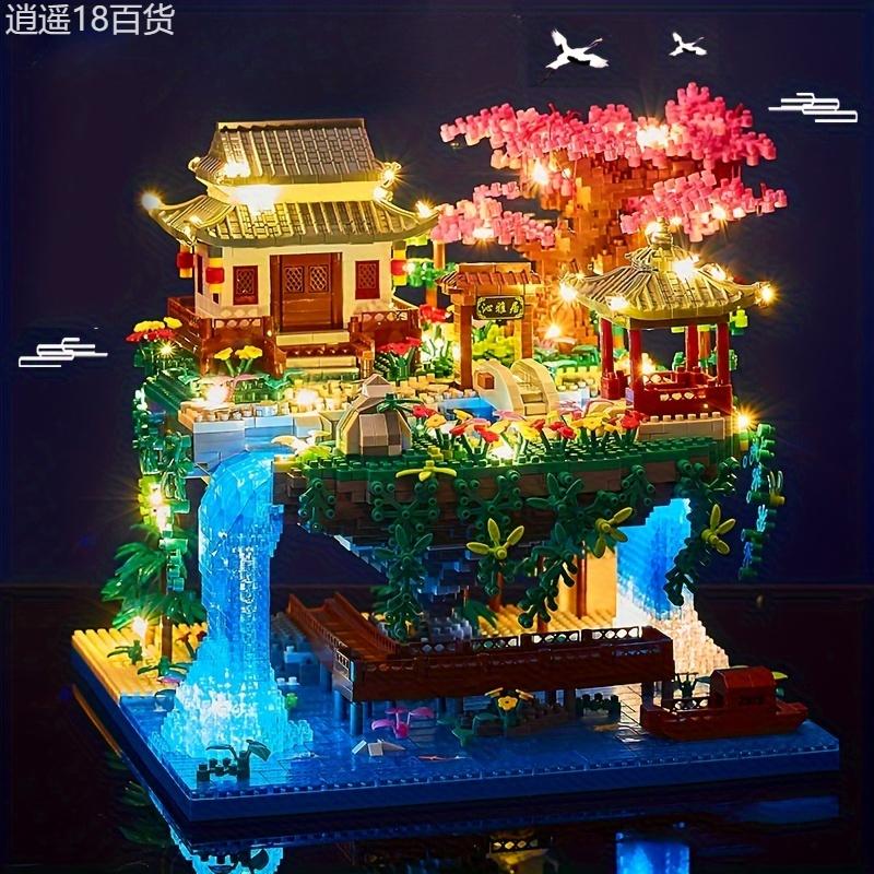 3320pcs Micro Building Blocks Set Chinese Architecture of Peach Blossom, Cherry Blossom Bonsai Tree Building Set, Collectible Models of Classical Famous