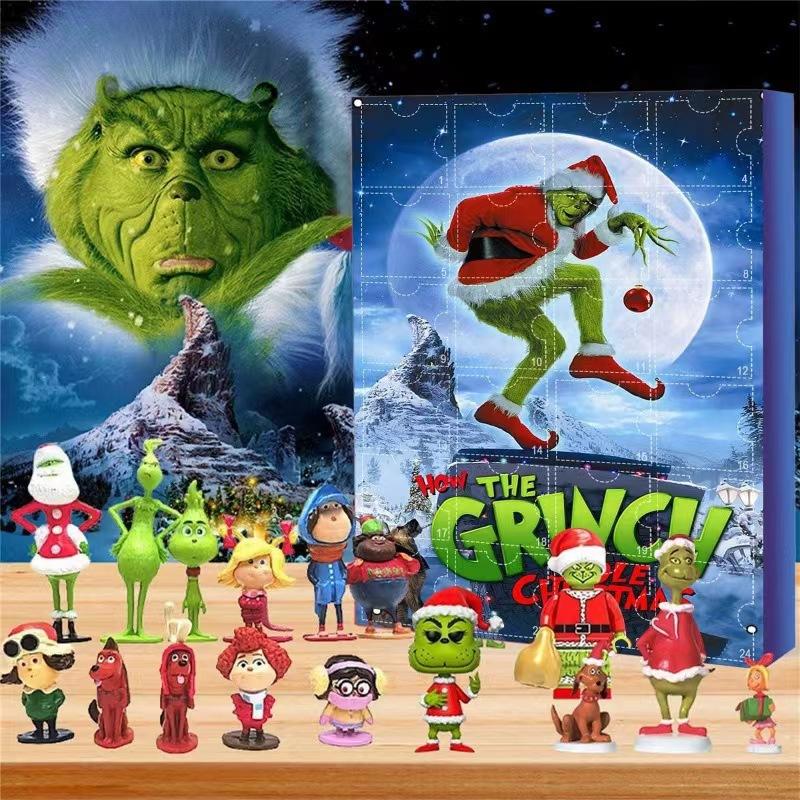 Anime The Grinch Advent Calendar Box 24Pcs Set Action Figure PVC Model Christmas Advent Calendar Countdown Kids Toys Gift