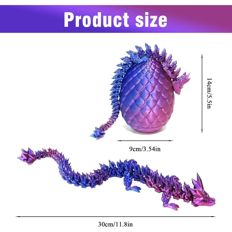 3D Printed Dragon Egg, Fully Jointed Mysterious Dragon Egg with Dragon Inside, 3D Printed Crystal Dragon Toy Surprise Home Decor for Kids Boys Girls Gift