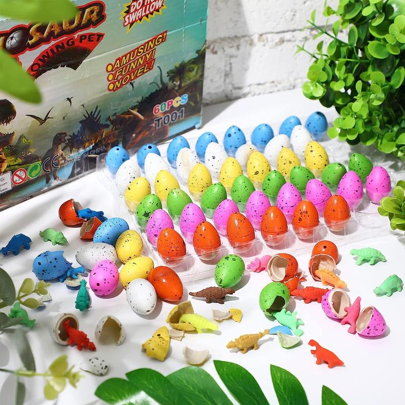 60 Pcs Hatching Dinosaur Eggs - Fun Tyrannosaurus Rex Hatching Toys, Surprise Small Hatching Dinosaur Eggs for Kids' Party Favors for 3-10 Boys Girls