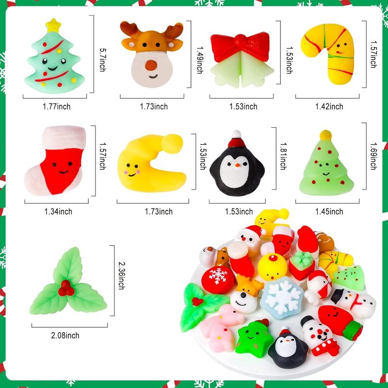 MGparty 24Pcs Christmas Squishies Toys Mochi Squishies Toys Bulk Party Favor for Kids Christmas Stocking Stuffers Goodie Bag Filler Bulk