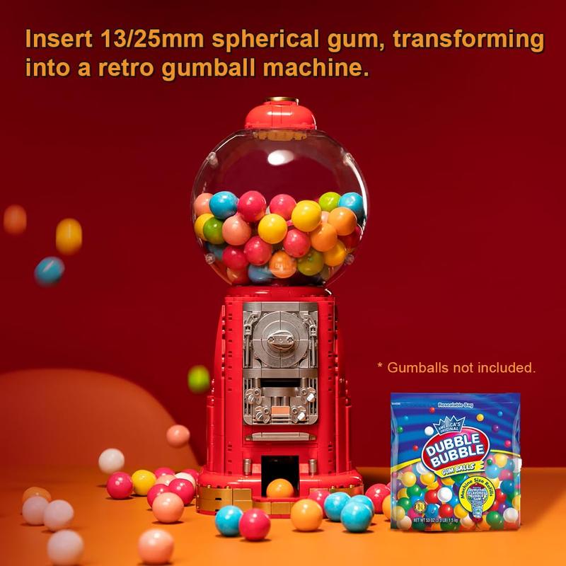 PANTASY Retro Gumball Machine Building Block Set, with 12 Micro Building Blocks and 12 Lucky Notes for Multiple Gameplay Desktop Collectible-Quality Classic Gumball Machine Assembly Blocks Kit, Thanksgiving (892 pcs) (85016)