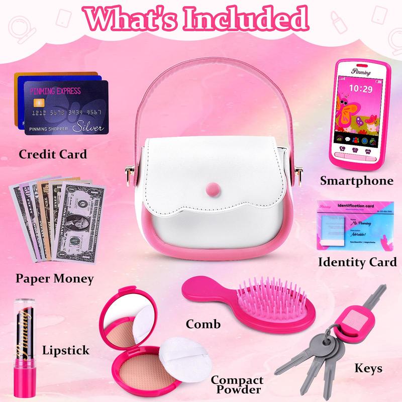 Purse Pretend Play Makeup Toy Set, Pretend Play Makeup Set, Simulated Paper Currency, Mock ID Slot, Pretend Phone, Fidget Toys, Pretend Play Sets for Christmas Gifts, My First Addiction Toys, Christmas Gift