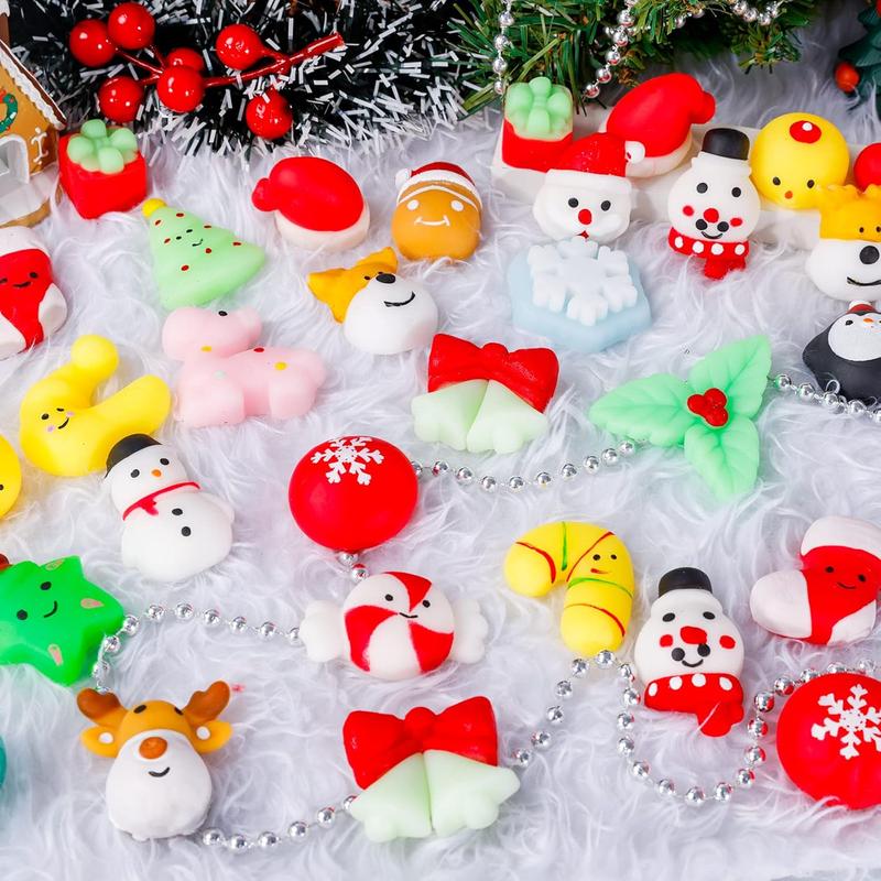 MGparty 24Pcs Christmas Squishies Toys Mochi Squishies Toys Bulk Party Favor for Kids Christmas Stocking Stuffers Goodie Bag Filler Bulk