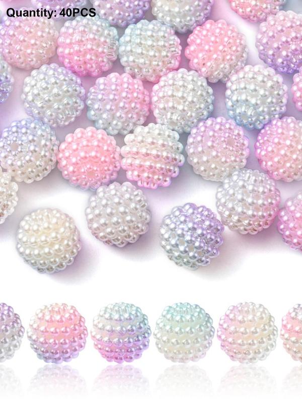 Simple Imitation Pearl Acrylic Round Bead (40pcs), Berry Bead, Combined Bead for Women & Men for Daily Use, Diy Jewelry Accessories for Bracelet Necklace Earrings