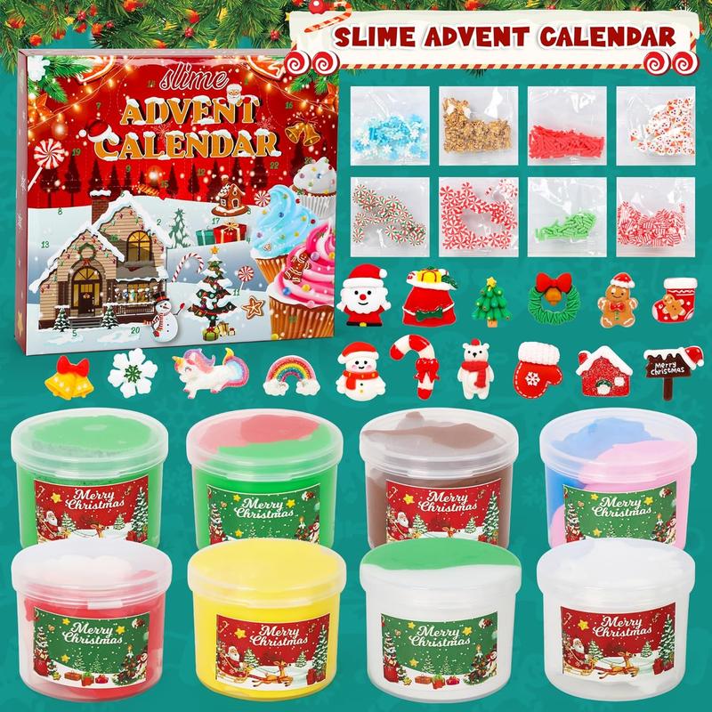 Christmas thanksgiving gift for kids Slime Advent Calendar 2024 for Kids - 24 Days of Surprises with Slime Kit and Accessories