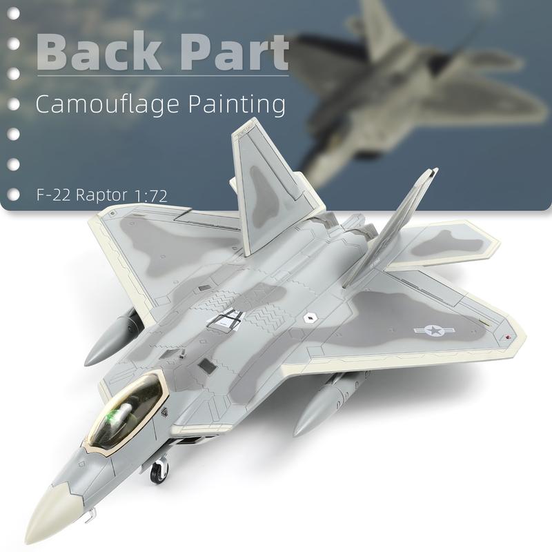 Classic USA F22 Raptor Fighter Attack Pre-build Model 1:72 Aircraft Alloy Diecast Airplane Military Display Model Aircraft for Collection or Gift (FF 27th FS)