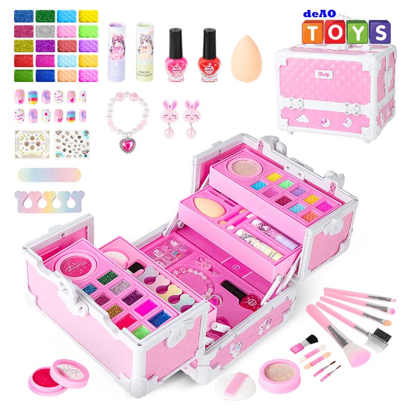 Pretend Play Makeup Kit,Washable Makeup Kit with Unicorn Bag,Make Up Kit for Christmas Birthday Gifts