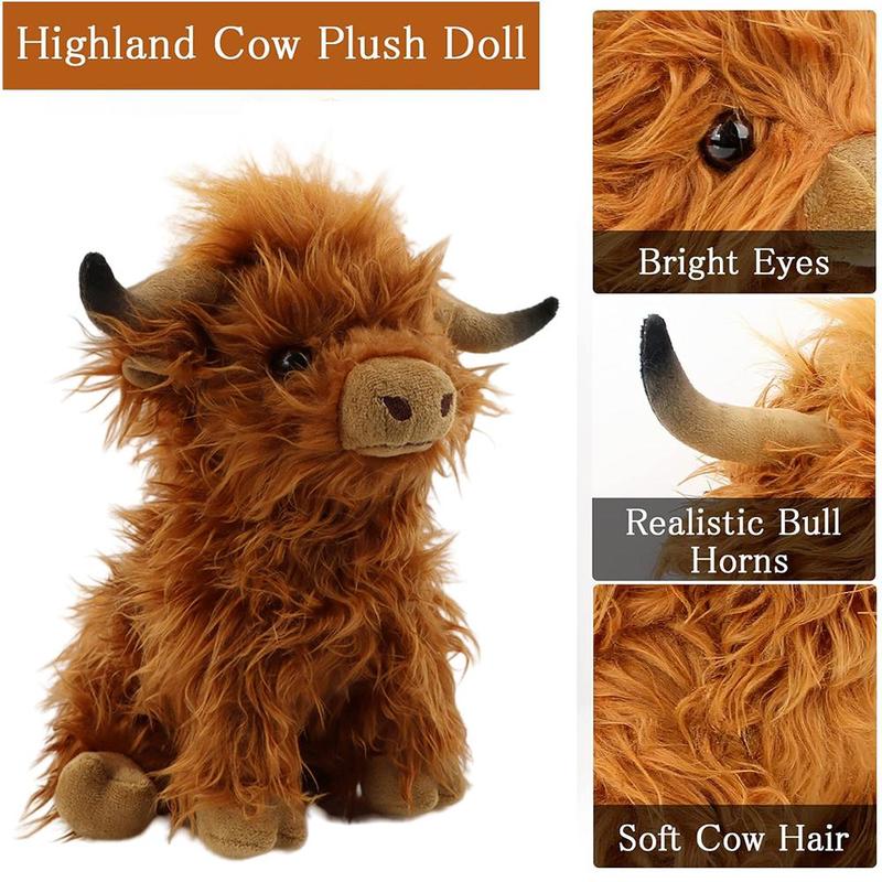 Summer Highland Cow Plush Toy, Simulation Stuffed Toy, Fluffy Toy, Animals Decoration Toy, Cute Stocking Stuffers, Home Decorative Ornament Toy, Best Gifts, Birthday Gift