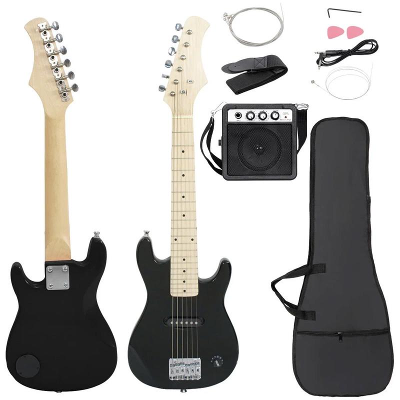 30-inch Kids Electric Beginner Guitar 3 4 Size W Amp & Accessories Pack, Right-Handed Black - YOUTH MUSIC