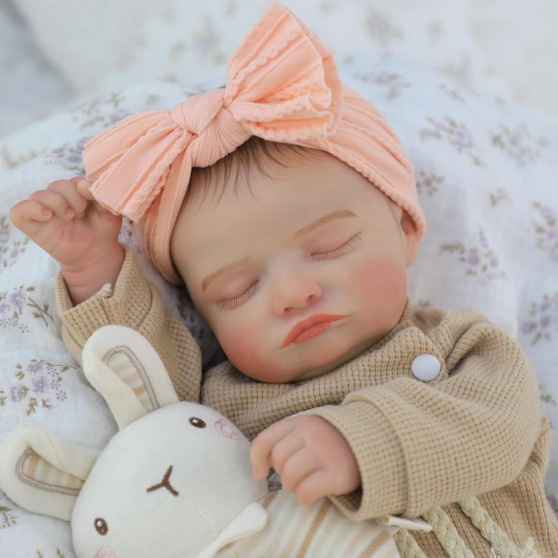 Wooroy Reborn Baby Doll - Christmas Gift, Birthday Gift, Girl Gift, Kids Gift, Big Sister Gift, Lifelike Reborn Baby Dolls-18 inch Sleeping Realistic Newborn Baby Dolls, Soft Cloth Body with Feeding Toy for Kids Age 3 +, Realistic Baby Doll reborn baby