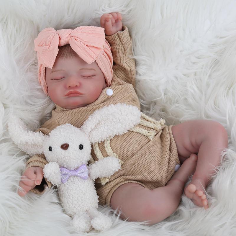 Wooroy Reborn Baby Doll - Christmas Gift, Birthday Gift, Girl Gift, Kids Gift, Big Sister Gift, Lifelike Reborn Baby Dolls-18 inch Sleeping Realistic Newborn Baby Dolls, Soft Cloth Body with Feeding Toy for Kids Age 3 +, Realistic Baby Doll reborn baby