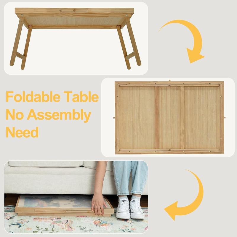 TEAKMAMA Puzzle Table 1500 Pieces Wooden Jigsaw Puzzle Board with Legs, 34.3”x 26.5” Puzzle Board with 4 Drawers and Cover, Foldable Leg Puzzle Table for Adults