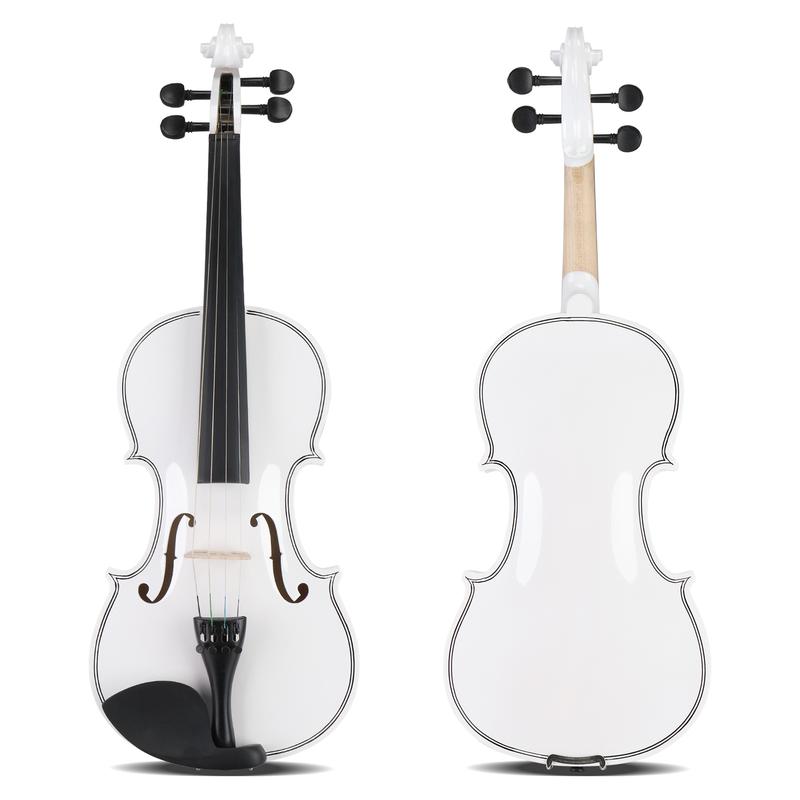 Upgraded Full Size 4 4 Violin Set for Adults Beginners Students with Hard Case,Violin Bow,Shoulder Rest,Rosin,Extra Strings and Sordine (White)