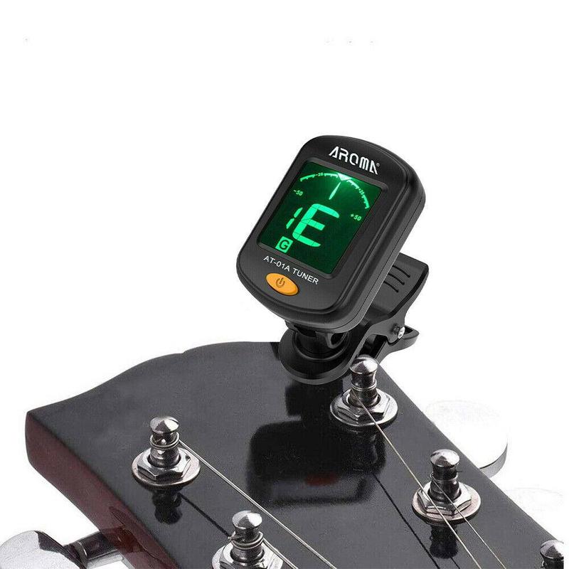 Clip-on Guitar Tuner, LCD Display Guitar Tuner with Dual-axis Rotation Design, Music Accessories for Guitar, Bass, Ukulele, Christmas Gift