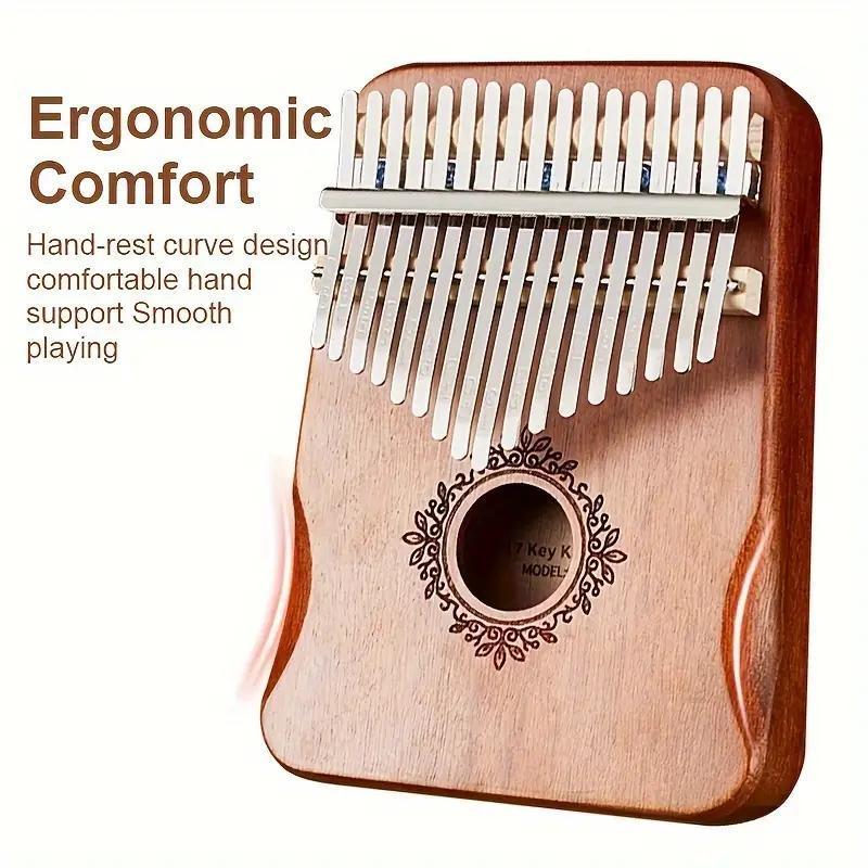 17 Keys Kalimba Thumb Piano, Retro Style Finger Piano with Hand-rest Curve Design, Portable Musical Instruments for Adults Beginners Lovers Players Professional