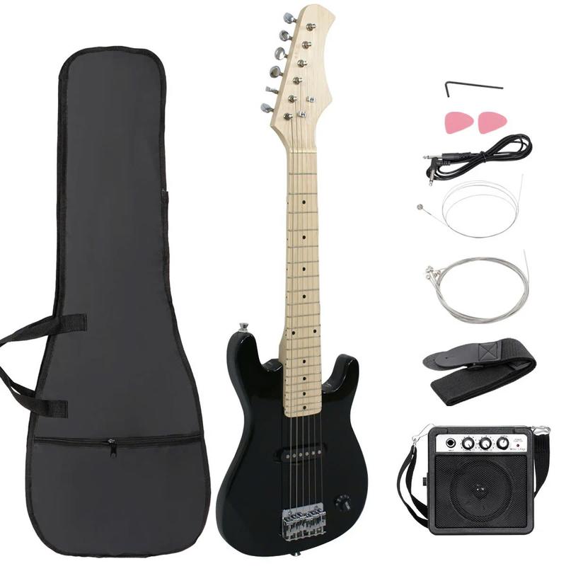 30-inch Kids Electric Beginner Guitar 3 4 Size W Amp & Accessories Pack, Right-Handed Black - YOUTH MUSIC