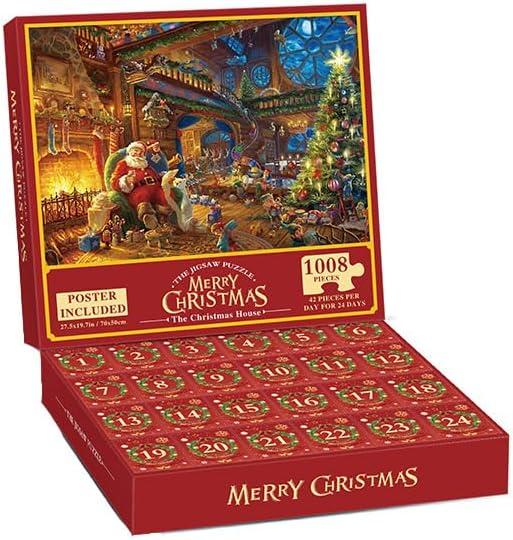 Advent Calendar Puzzles for Adults 1000 PiecesChristmas Countdown Jigsaw Puzzles, 2024Holiday Santa Puzzle with 24 Boxes