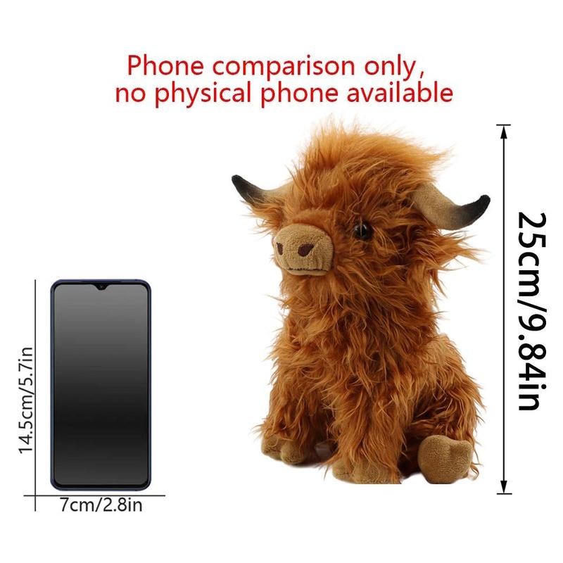 Summer Highland Cow Plush Toy, Simulation Stuffed Toy, Fluffy Toy, Animals Decoration Toy, Cute Stocking Stuffers, Home Decorative Ornament Toy, Best Gifts, Birthday Gift