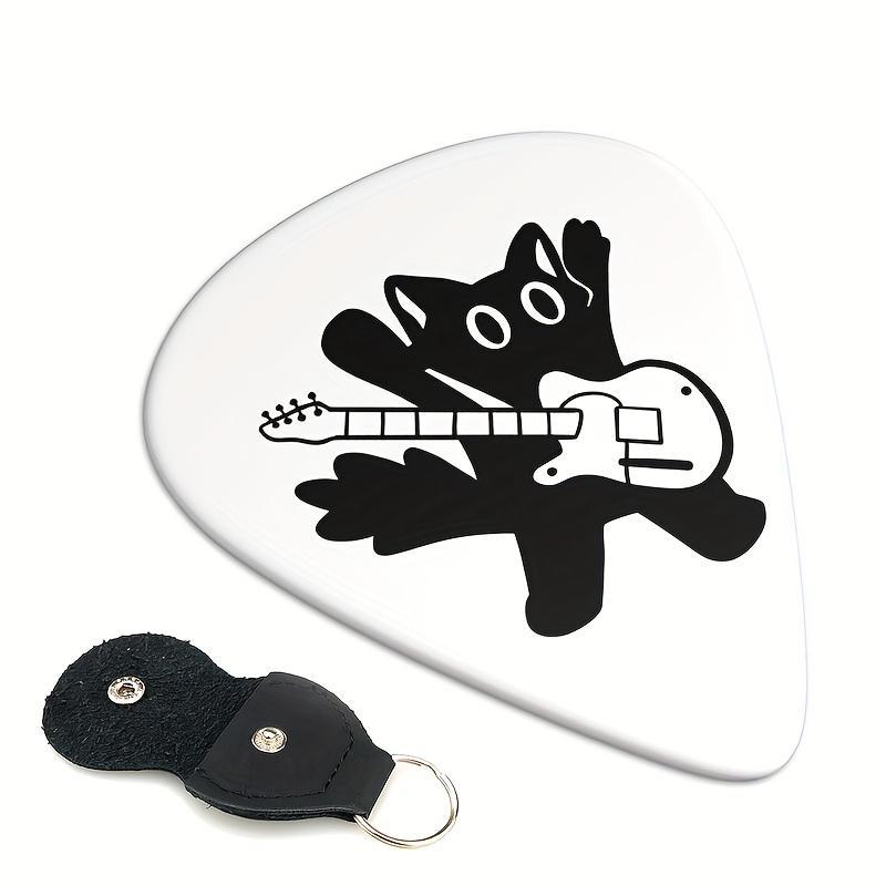 Cat Playing Guitar Pattern Guitar Pick with Keychain, Guitar Pick & Keychain Set, Music Accessories for Bass, Acoustic & Electric Guitar