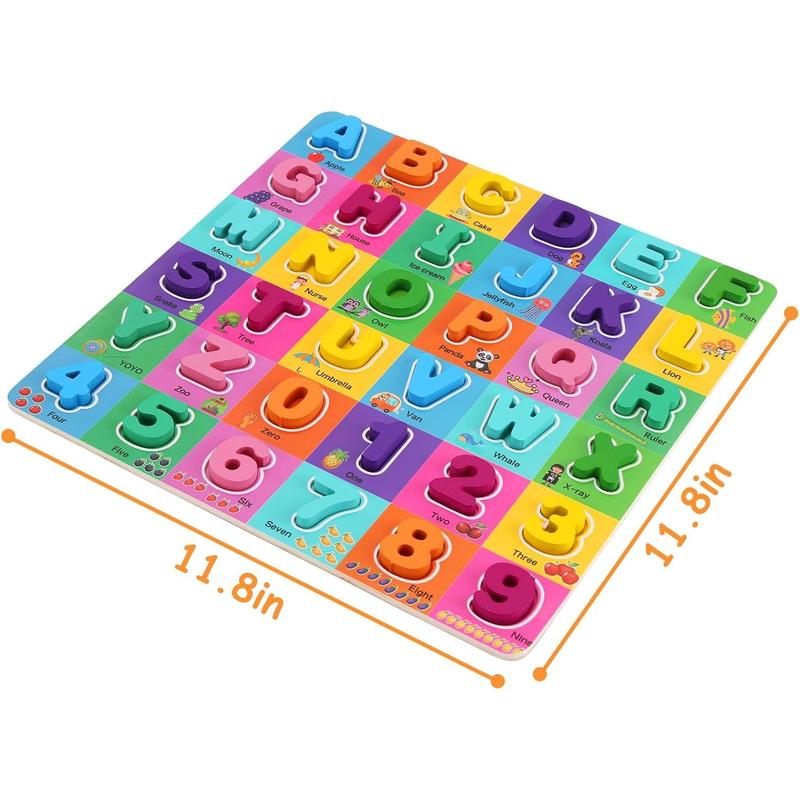 Wooden Alphabet Puzzles for Toddlers 2-4, Alphabet and Number Puzzle with ABC Learning for Toddlers 1-3, Preschool Learning Toys with Chunky ABC Puzzle Board for Girls Boys Kindergarten Ages 1 2 3 4