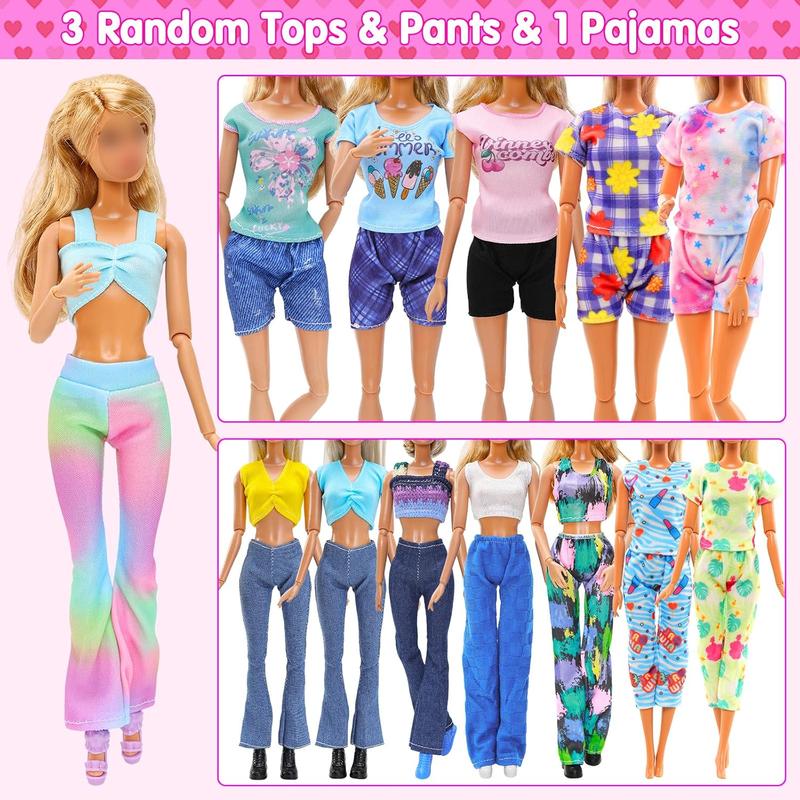 BARWA Lot 22 pcs Random Doll Clothes and Shoes Set for 11.5 inch Doll, Includ 3 PCS Boy Clothes + 5 Girl Clothes + 2 Girl Fashion Skirts + 2 Pairs for Boy Shoes + 10 Pairs of Girl Doll Shoes