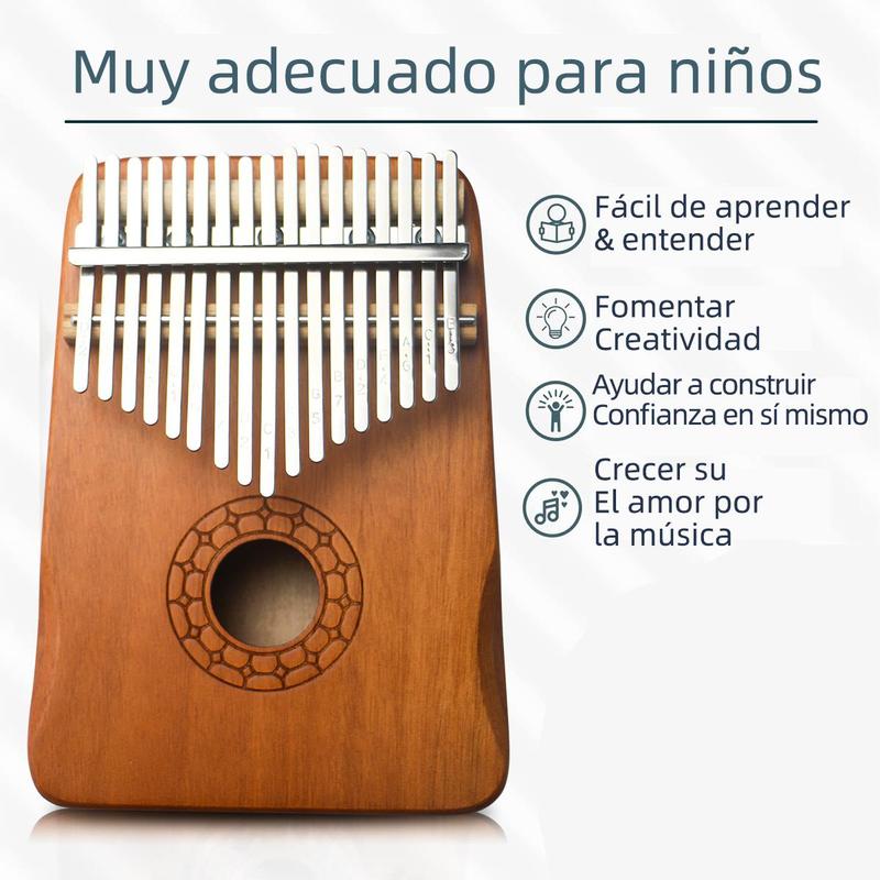 Thumb Piano Set, 1 Set Mini Finger Piano Set Includes Kalimba Thumb Piano & Keyboard Stickers & Polishing Cloth & Tuning Hammers & Finger Covers & Storage Bag