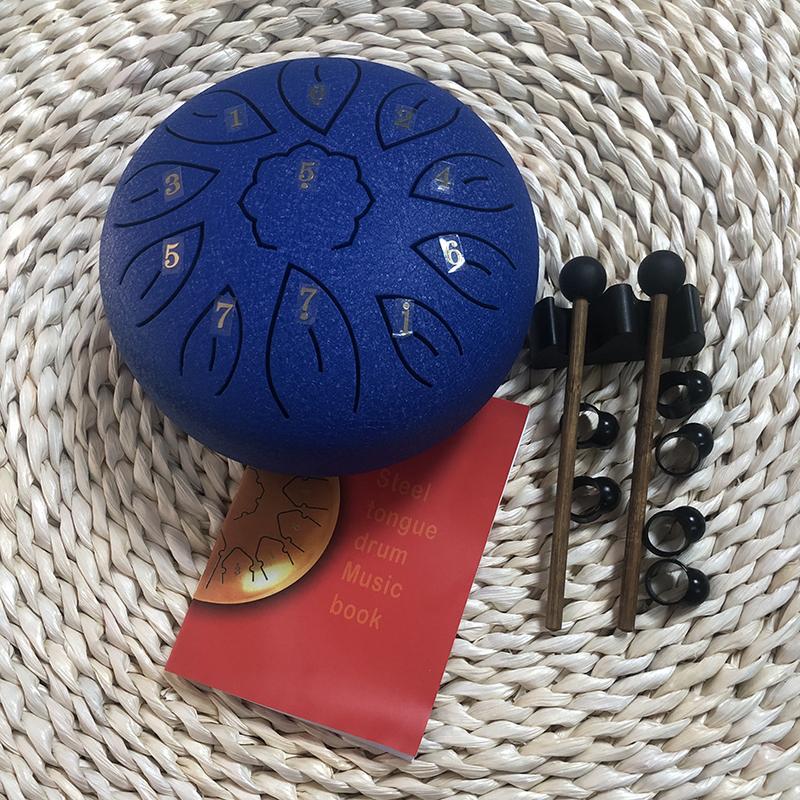 6 Inch Steel Tongue Drum, 1 Set Portable Mini Ethereal Drum with Drumsticks & Music Book & Storage Bag & Finger Picks, Musical Instrument for Music Education, Stocking Fillers Gift