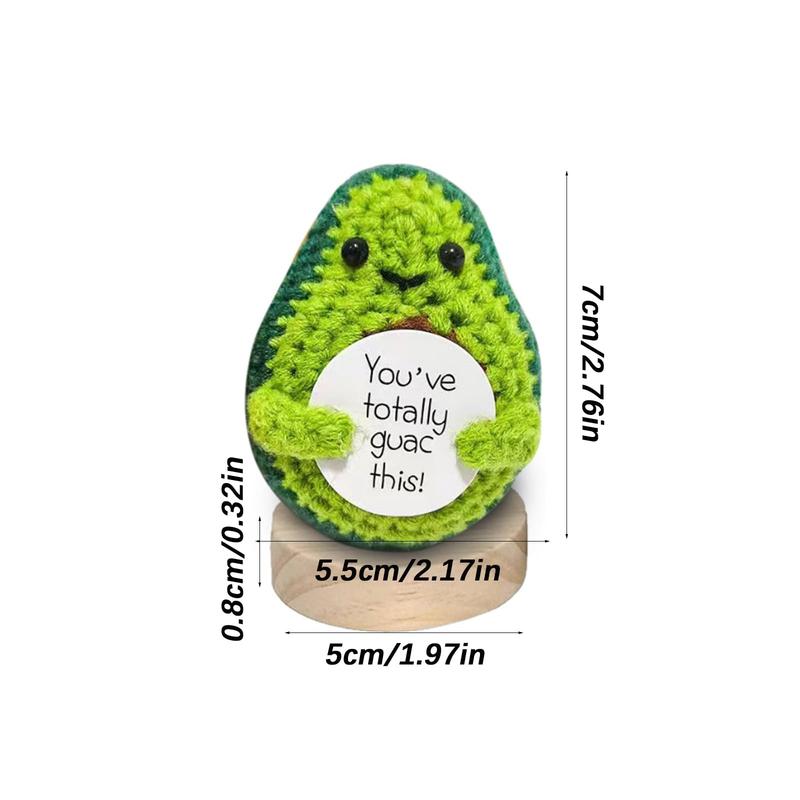 Mini Funny Positive Avocado Crochet with Base, Valentine's Day present 3 Inch Cute Wool Funny Knitted Positive avocado Doll Cheer up Decoration for Festival, Friends Party Decoration Encouragement