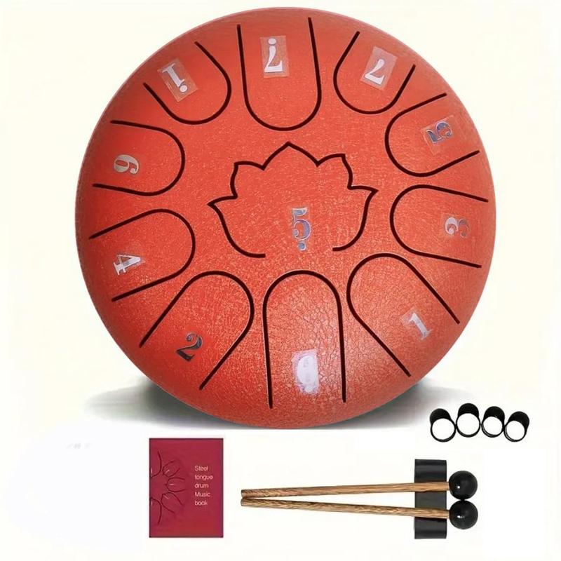 6 Inch 11 Note Hand Drum Set, 1 Set Steel Tongue Drum & Mallets & Mallet Holder & Sticker & Music Sheet, Musical Instrument for Meditation, Yoga & Camping