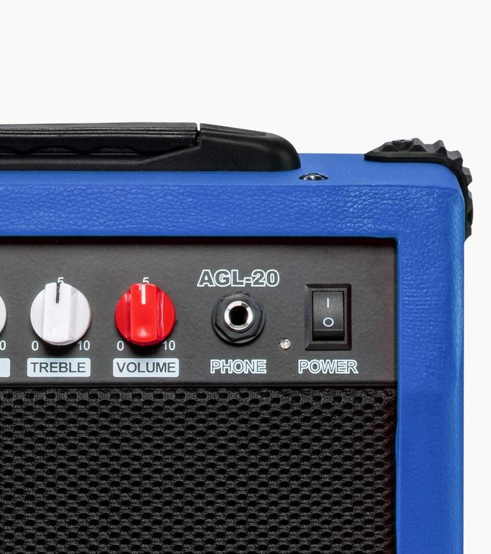 LyxPro Guitar Amp 20 Watt Amplifier Built in Speaker Headphone Jack and Aux Input Includes Gain Bass Treble Volume and Grind