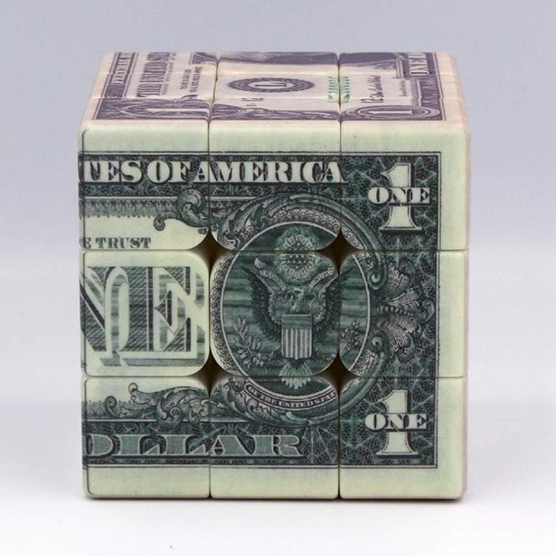 Dollar Notes Bill Pattern Magic Cube Puzzle,IQ Games Puzzles Relief Effect Teens Adult Toys,5.6cm 2.2