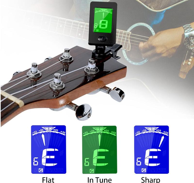 Guitar Capo, Guitar Picks, Guitar Accessories with Guitar Tuner, Capo for Acoustic Guitar, Bass, Buzzing-Free, Quick Release, Guitar Tuner Clip on for Guitar, Violin, Bass, Ukulele Chromatic, Rosewood