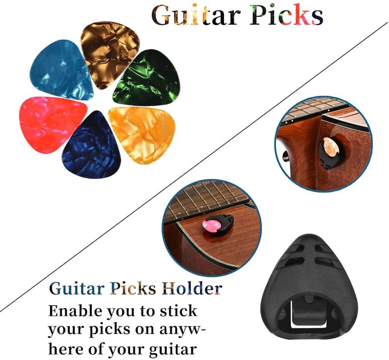 Guitar Capo, Guitar Picks, Guitar Accessories with Guitar Tuner, Capo for Acoustic Guitar, Bass, Buzzing-Free, Quick Release, Guitar Tuner Clip on for Guitar, Violin, Bass, Ukulele Chromatic, Rosewood