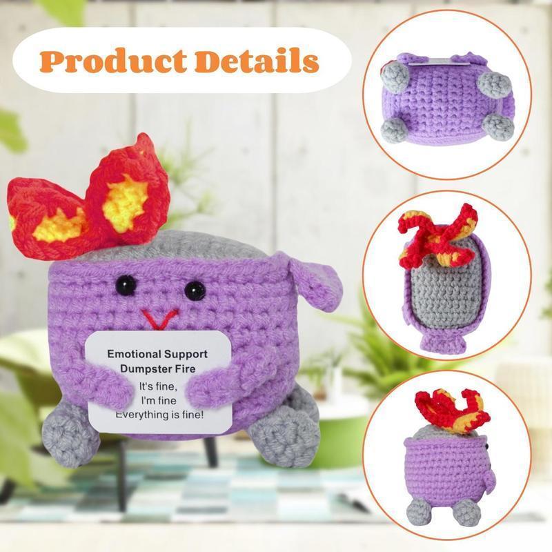 Crochet Dumpster Fire Toy, 1 Count Emotional Support Dumpster Fire Plush Toy, Emotional Support Ornament for Decoration Or Gift