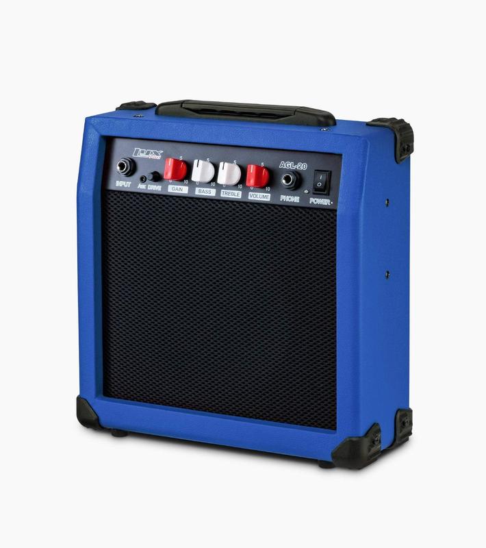 LyxPro Guitar Amp 20 Watt Amplifier Built in Speaker Headphone Jack and Aux Input Includes Gain Bass Treble Volume and Grind