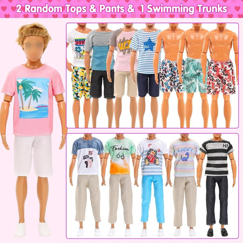 BARWA Lot 22 pcs Random Doll Clothes and Shoes Set for 11.5 inch Doll, Includ 3 PCS Boy Clothes + 5 Girl Clothes + 2 Girl Fashion Skirts + 2 Pairs for Boy Shoes + 10 Pairs of Girl Doll Shoes