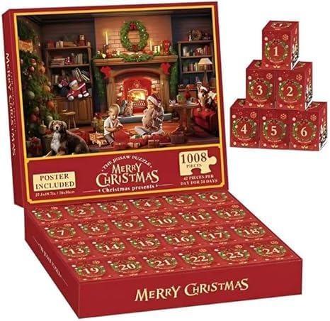 Advent Calendar Puzzles for Adults 1000 PiecesChristmas Countdown Jigsaw Puzzles, 2024Holiday Santa Puzzle with 24 Boxes