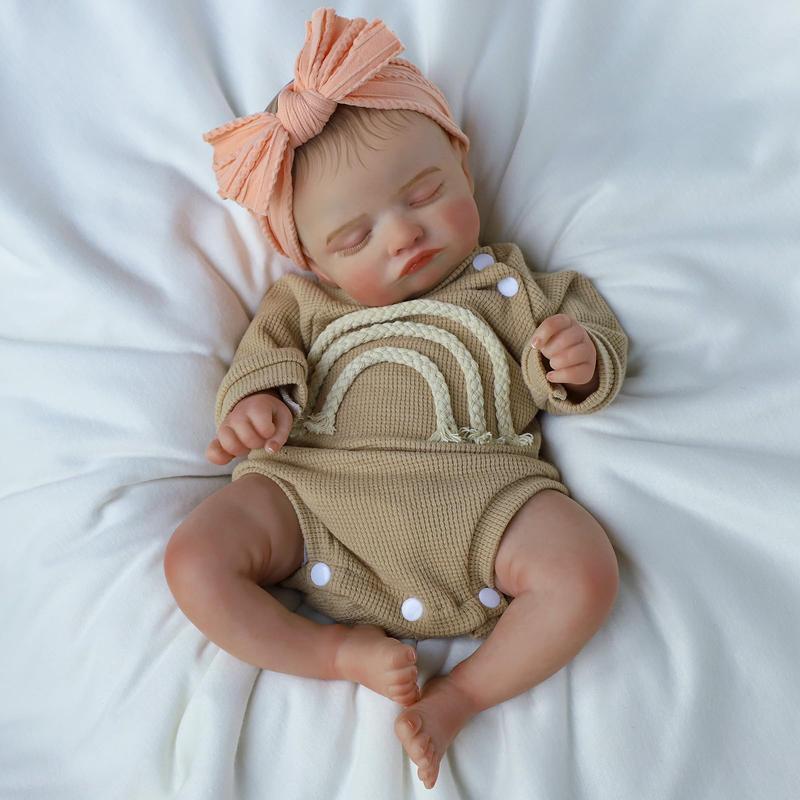 Wooroy Reborn Baby Doll - Christmas Gift, Birthday Gift, Girl Gift, Kids Gift, Big Sister Gift, Lifelike Reborn Baby Dolls-18 inch Sleeping Realistic Newborn Baby Dolls, Soft Cloth Body with Feeding Toy for Kids Age 3 +, Realistic Baby Doll reborn baby