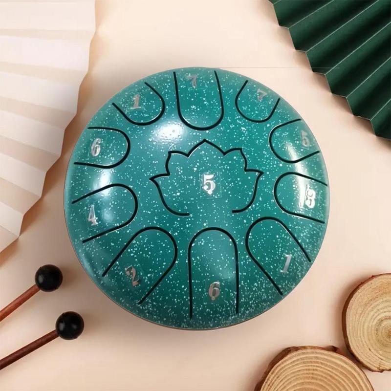 6 Inch 11 Note Hand Drum Set, 1 Set Steel Tongue Drum & Mallets & Mallet Holder & Sticker & Music Sheet, Musical Instrument for Meditation, Yoga & Camping