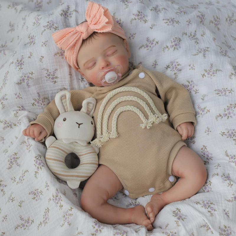 Wooroy Reborn Baby Doll - Christmas Gift, Birthday Gift, Girl Gift, Kids Gift, Big Sister Gift, Lifelike Reborn Baby Dolls-18 inch Sleeping Realistic Newborn Baby Dolls, Soft Cloth Body with Feeding Toy for Kids Age 3 +, Realistic Baby Doll reborn baby