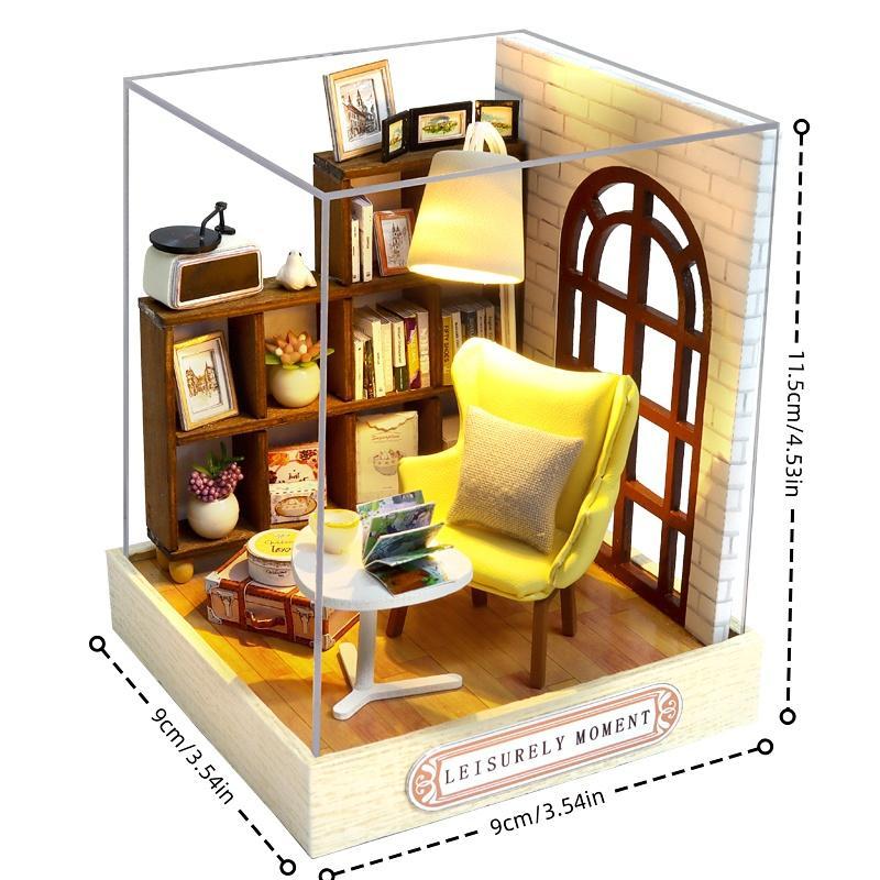 DIY Wooden DIY Miniature House Kit, 1 Box DIY Miniature Book Nook Kit, DIY Bookshelf Model Decoration, 3D Wooden Puzzle, Birthday Gift