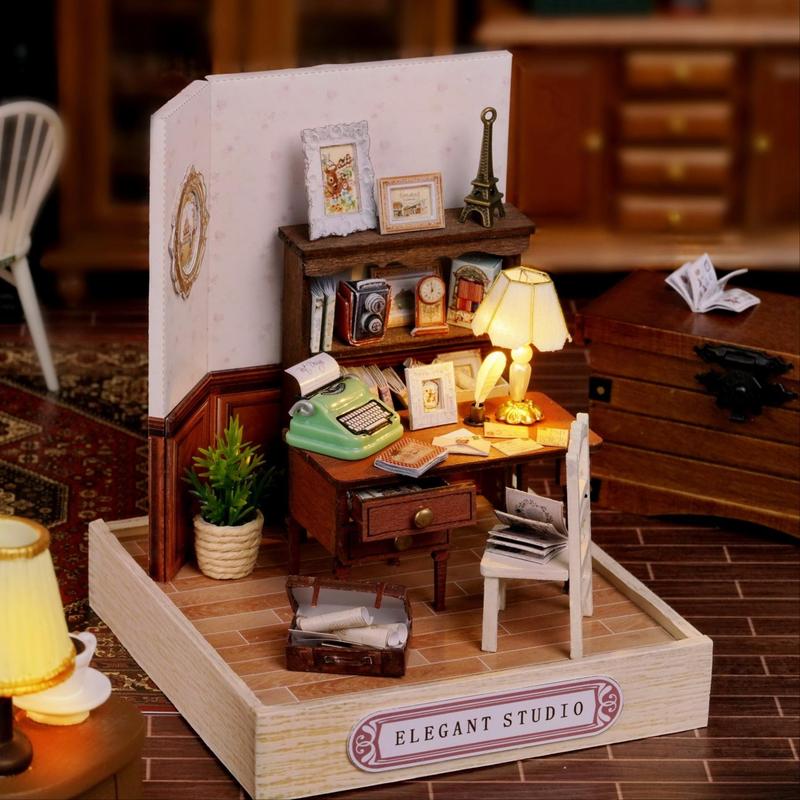 Wooden DIY Miniature House Kit, 1 Box DIY Miniature House Kit, Assemble Model Kit, Birthday Gift for Teenagers and Adults