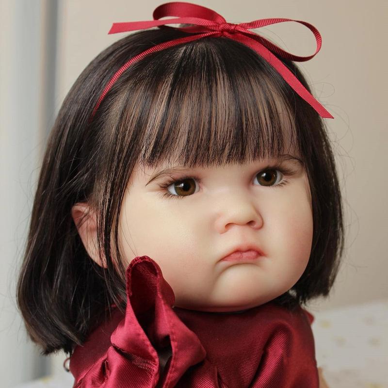 Reborn Baby Doll, 24-Inch Lifelike Princess with Soft Vinyl Limbs and Cloth Body, Red Dress, Ideal for Ages 3+, Collectible Vinyl Baby Doll for Play and Gifts