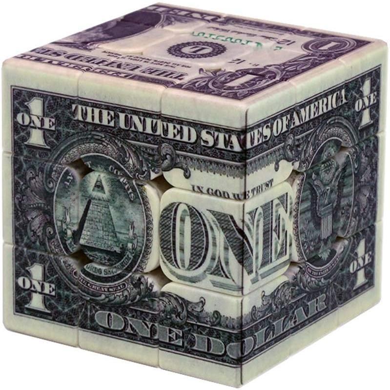 Dollar Notes Bill Pattern Magic Cube Puzzle,IQ Games Puzzles Relief Effect Teens Adult Toys,5.6cm 2.2