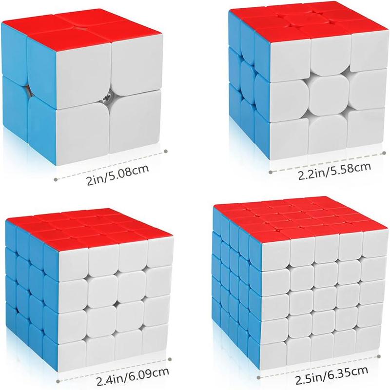 Cube Toy Kit, 4 Counts set Colorful Cube Toy, 2x2, 3x3, 4x4, 5x5, Develop Intelligence, Easy Turning and Smooth Play, Enhances Hands-on Ability